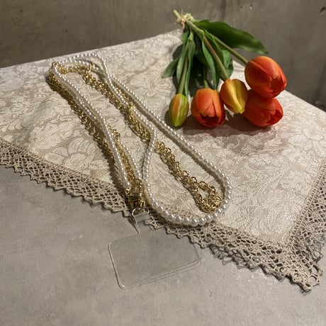 2211_GS0031（S） / Pearl&chain phone shoulder (Gold)