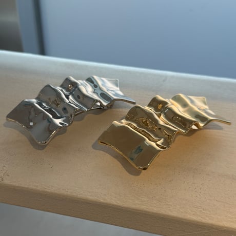 2604HA0086(S)/ Square crumpled metal barrette（Gold）