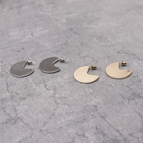 Metal Crescent circle Round pierce（Silver）/  2103_PR094
