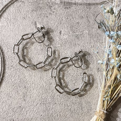 Metal Splice chain Earring（Silver）/ 2205_ER0114
