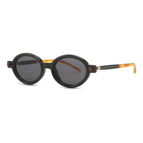 【 Select 】 Oval Double Color Vintage Sunglasses (Black)
