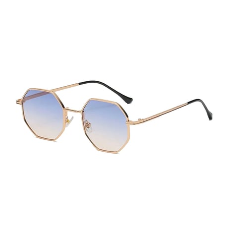 【 Select 】Polygon metal frame Sunglasses ( Gold / Gradation )