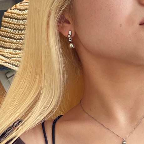 2509PR0802 / 2ball metal balance bar pierce (Silver）