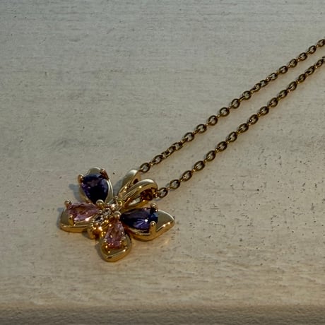 2605NC0396 / Stone butterfly motif Necklace（Gold）