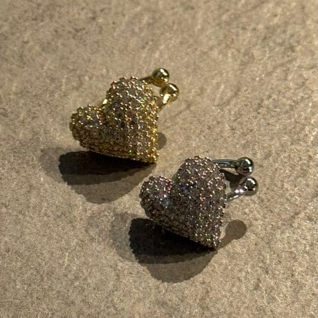2504EC021 /  mirror ball heart Ear Cuff（Gold）