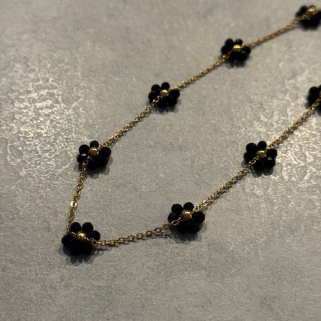 2507NC0347/  Beads Flower Necklace（Gold）