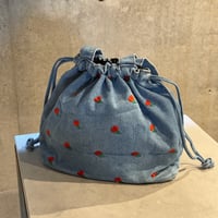 2507BG036(S)/  Flower denim  Bag (Light Blue)
