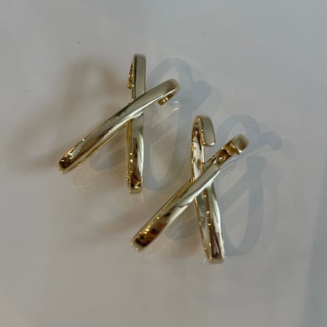 2401EC001/ X Shape Crossed Ear Cuff（Gold）