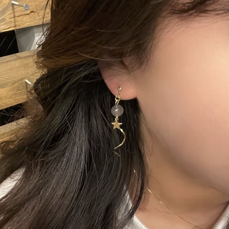 Star Spiral Beads Earring（Gold）／2212_ER0129