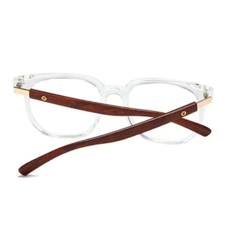 【 Select 】 Metal Artificial Wood Vintage Sunglasses （Clear/Clear )