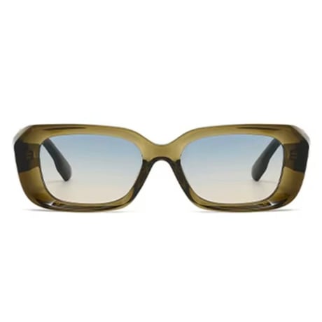【 Select 】Vintage Retro Square Style Sunglasses (Olive Green/Blue Tea)
