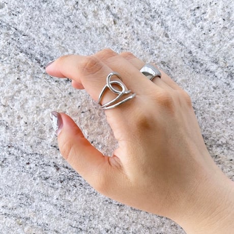 2306RG0298_A/ Double line Twist Opening ring （Silver）