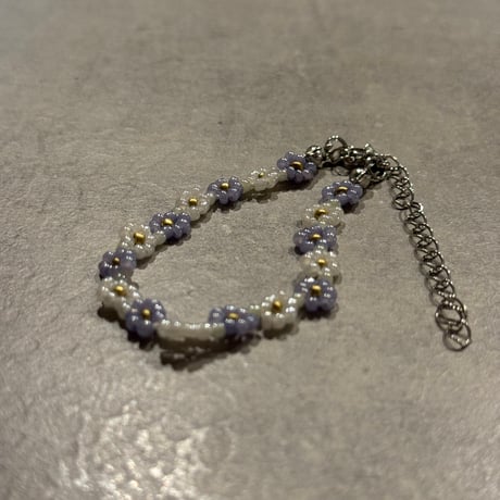 2505BR0088/ beads flower bracelet（purple）