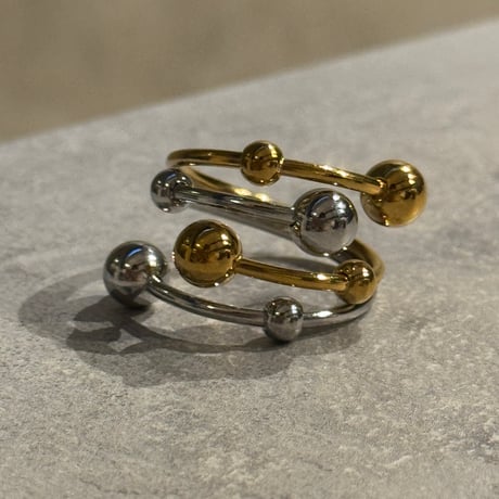 2602RG0748  /   double color  ball ring（Silver/Gold）
