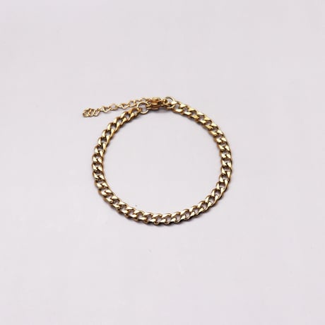 Metal Curb Cuban Link Chain Bracelet（Gold/5mm）/ 2111_BR0128