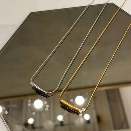 Metal tube bar chain necklace（Gold）/ 2201-NC122