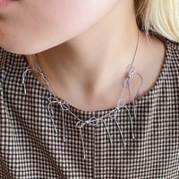 2508NC0355 / Snake chain Many Ribbon Necklace（Silver）