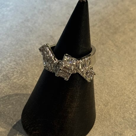 2506RG0664 / square  stone line ring #Small（Silver）