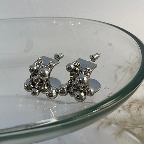 2405PR0717 / Metal ball wide hoop pierce （Silver）