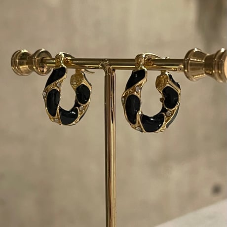 2511PR0828 / Stone color hoop Pierce（Black）