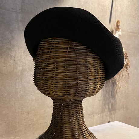 2411HW0060(S)/ Piping knit simple beret (Black)