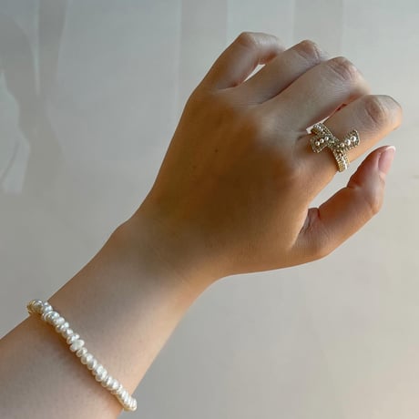 2407RG0500 / Pearl knot twist ring（Gold）