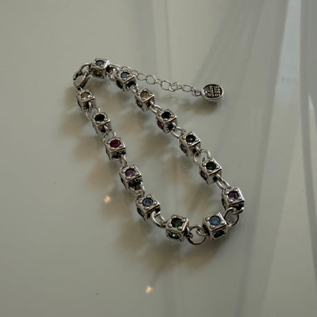 2604BR0121 / Cube color stone Bracelet（Silver）