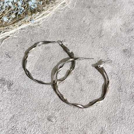 Simple twist hoop pierce（Silver/M）/ 2202_PR0443
