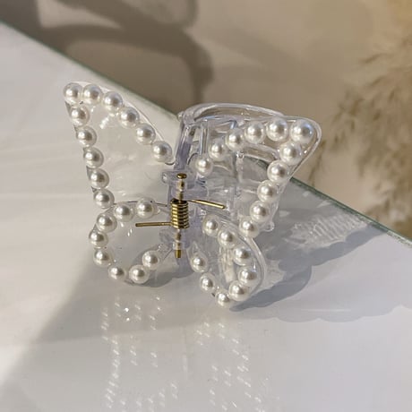 2309HA0029 / Pearl butterfly hair clip（Clear）