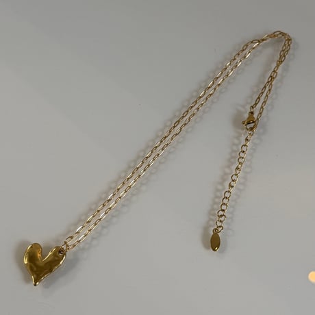 2603NC0382 / Craft Heart plate chain Necklace（Gold）
