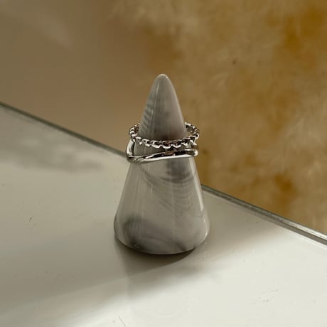 2312RG0370 / Half double wave line mini ring（Silver）