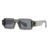 【 Select 】Vintage Square Rivets Sunglasses (Frost Grey/Lt.Grey）