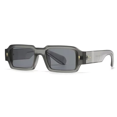【 Select 】Vintage Square Rivets Sunglasses (Frost Grey/Lt.Grey）