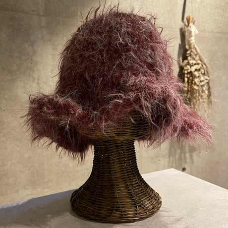 2411HW0062(S)/ Color shaggy knit Hat（Wine）