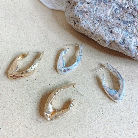 Vintage Oval Shape Open Hoop Pierce（Gold） / 2109_PR0264