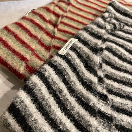 2601GS061(S) / Border Knit triangle scarf（Brown）