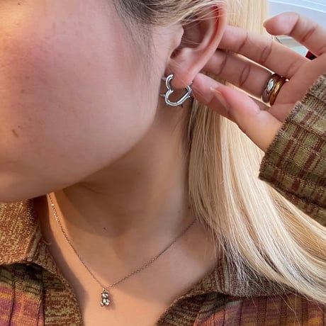 2508PR0800 / Thorn Heart shape Hoop pierce（Silver/T0.2）