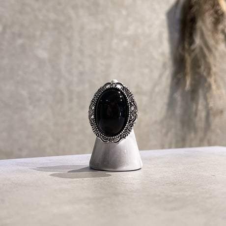 2304RG0282 / antique black stone ring (Silver/Black)