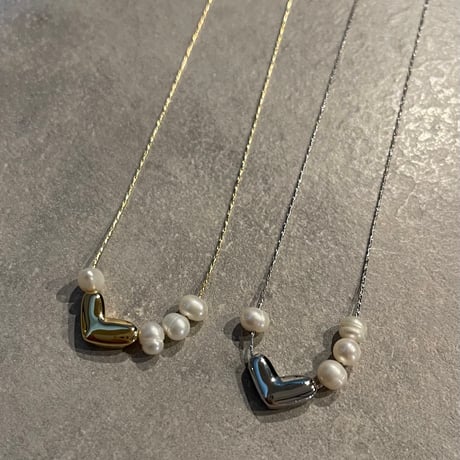 2506NC0343 / Heart pearl slide Necklace（Gold）