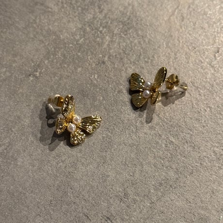 2503PR0768 / mini butterfly  pearl Pierce（Gold)