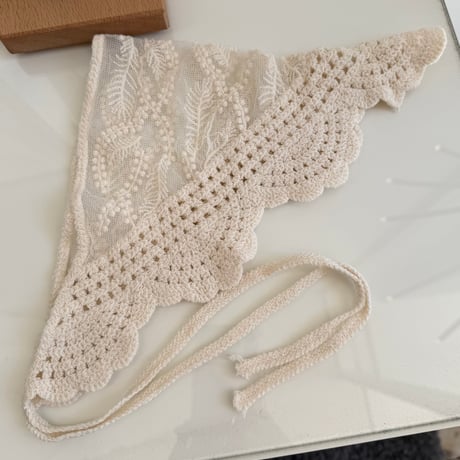 2604GS069(S) / Sheer Lace Crochet Scarf (Ivory)