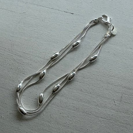 2604BR0127 / Beans layered chain Bracelet（Silver）