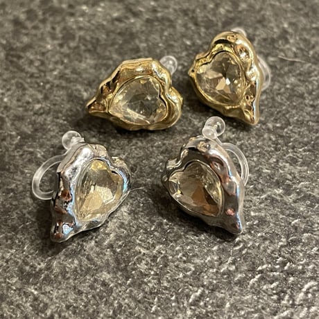 2302_ER0135／Yellow Heart Design Clip Earings（Silver）