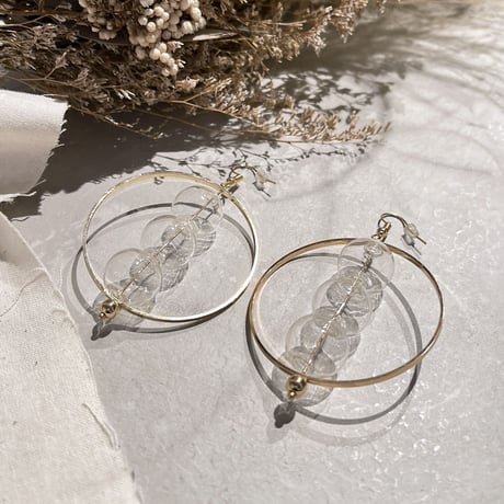 Triple Glass bubble circle Pierce（Clear） /  2205_PR0485