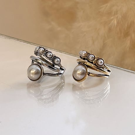 2310RG0316 /  Layer pearl ring （Silver）