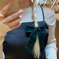 2410HA0082 / Velvet ribbon barrette（Green）