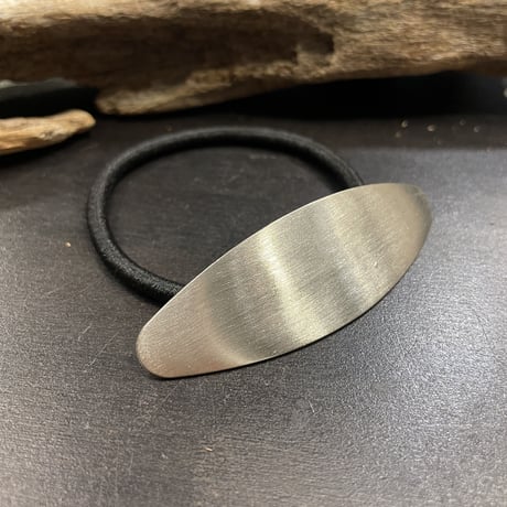 Matte Oval Plate Hair tie（Silver）HA_140