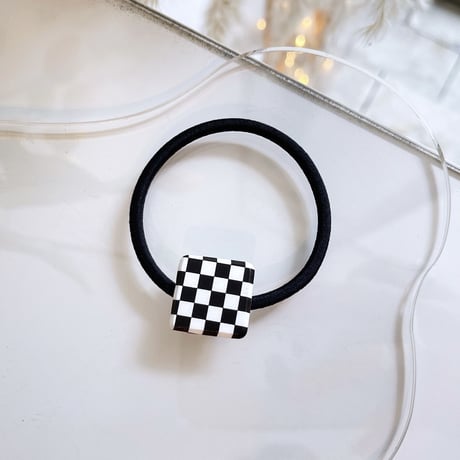 Block check design Hair tie（ Check / Square ）/ HA-055