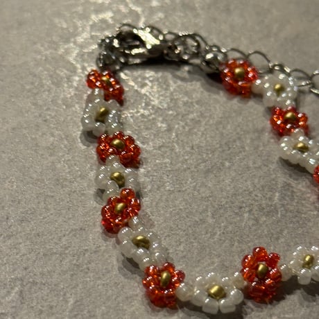 2505BR0088/ beads flower bracelet（Red）