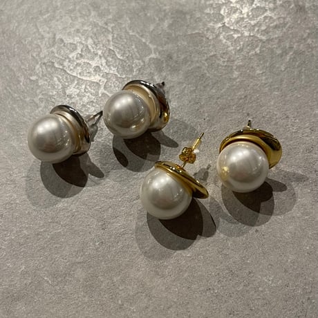 2403PR0667 / Metal pearl round Pierce（Gold）